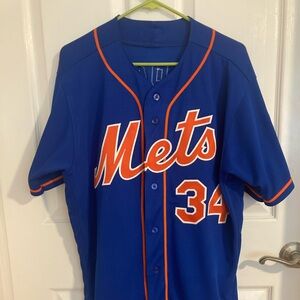 Majestic Blue Mets Jersey with Orange and White Accents